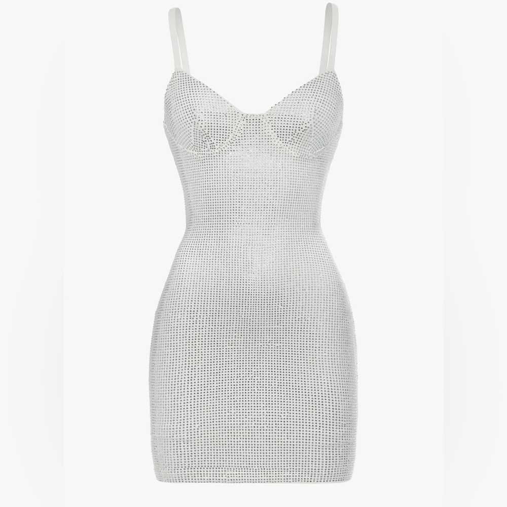 Heiress Beverly Hills White Crystal Embellished Mini Dress